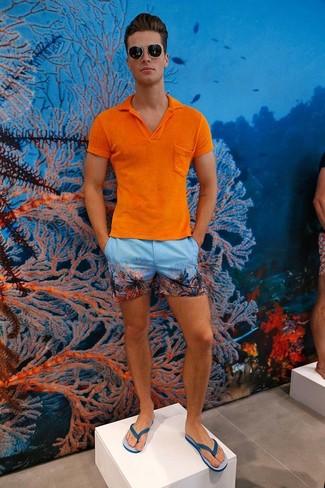 Мужская оранжевая футболка-поло от Loro Piana