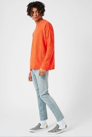 Мужской оранжевый свитер с круглым вырезом от Zaroo Cashmere