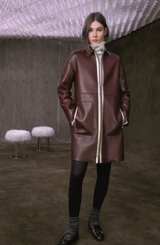 Женское темно-коричневое кожаное пальто от Gianfranco Ferre Vintage