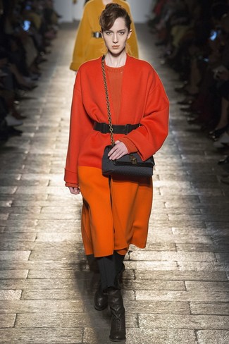 Женский оранжевый свитер с круглым вырезом от Philo-Sofie