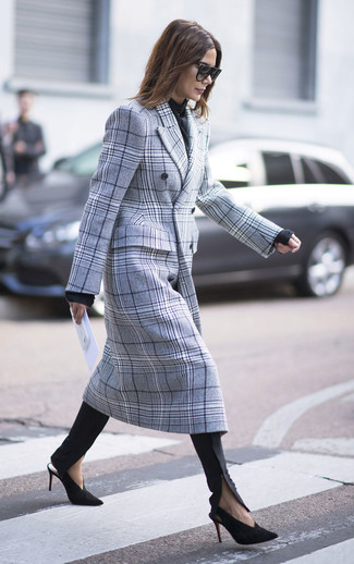 Женское серое пальто в шотландскую клетку от New Look