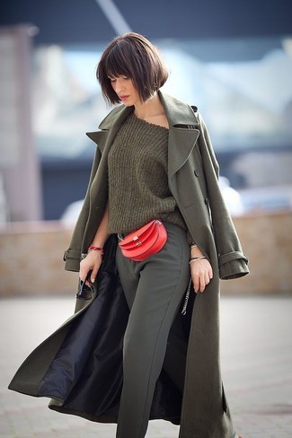 Женское оливковое пальто от Ruxara
