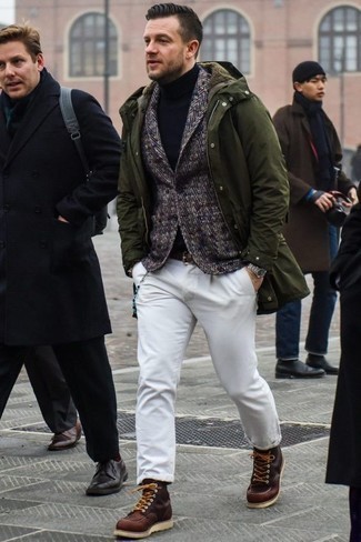 Какие пиджаки носить с белыми брюками чинос зима: Пиджак и белые брюки чинос — великолепный вариант для приверженцев стиля смарт-кэжуал. Вместе с этим ансамблем органично будут выглядеть темно-красные кожаные повседневные ботинки. Сунуть нос на улицу, когда на дворе лютый холод, в таком образе будет гораздо приятнее.