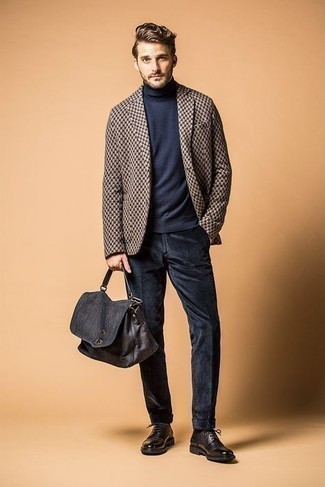 Мужской темно-коричневый пиджак с принтом от ASOS DESIGN