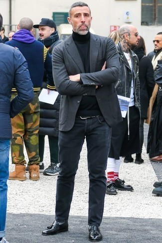 Мужской черный кожаный ремень с шипами от Saint Laurent