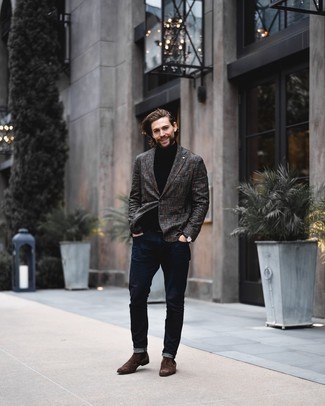 Какие ботинки челси носить с темно-серым пиджаком в 30 лет мужчине осень: Темно-серый пиджак и темно-синие джинсы — замечательный вариант для расслабленного, но стильного мужского образа. Хочешь добавить в этот лук нотку классики? Тогда в качестве обуви к этому ансамблю, обрати внимание на ботинки челси. Это прекрасный образ, который чудесно подходит для пасмурной погоды.
