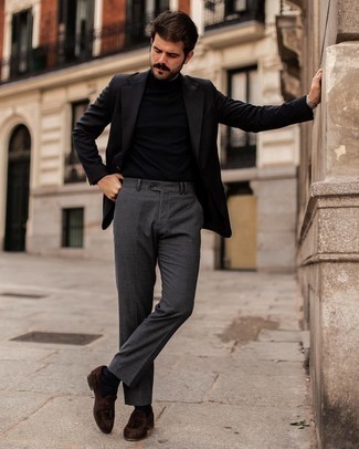 Какие классические брюки носить с черным пиджаком в 30 лет мужчине: Черный пиджак и классические брюки — отличный выбор для выхода в свет. Вкупе с этим луком идеально выглядят темно-коричневые замшевые лоферы с кисточками.