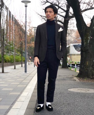 Мужской темно-серый шерстяной пиджак от Massimo Alba
