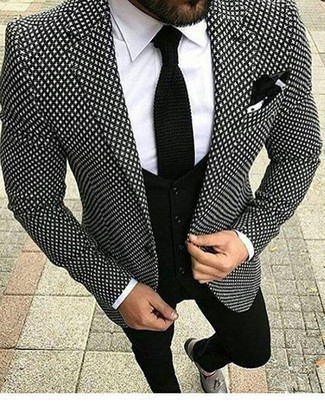 Мужской черно-белый пиджак с принтом от Gabriele Pasini