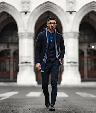 Мужской темно-синий пиджак от ASOS DESIGN