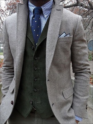 Мужской серый шерстяной пиджак от Boglioli