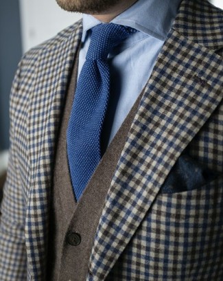 Мужской темно-синий вязаный галстук от Thom Browne