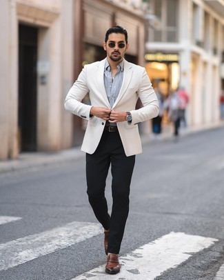 Мужской белый пиджак от Saint Laurent