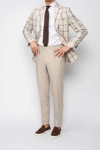 Бежевые льняные брюки чинос от Briglia 1949
