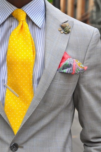 Мужской желтый галстук в горошек от Gianfranco Ferre