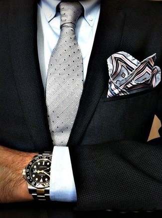 С чем носить серебряный галстук в горошек мужчине: Несмотря на то, что это достаточно консервативный образ, сочетание черного пиджака и серебряного галстука в горошек всегда будет выбором стильных молодых людей, неизбежно покоряя при этом сердца прекрасных дам.