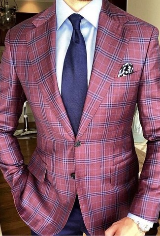 Мужской красный пиджак в шотландскую клетку от Gucci