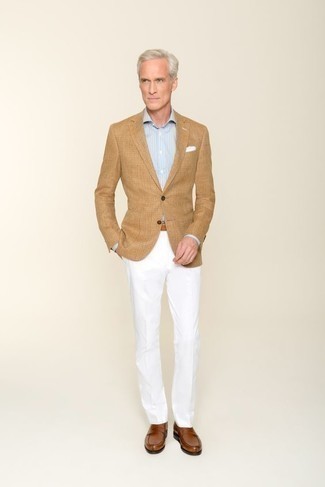 Какие классические рубашки носить с светло-коричневым пиджаком за 50 лет мужчине: Светло-коричневый пиджак и классическая рубашка великолепно впишутся в любой мужской лук — непринужденный будничный лук или же строгий вечерний. Коричневые кожаные лоферы — отличный выбор, чтобы дополнить образ.