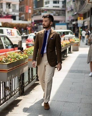 Какие туфли дерби носить с коричневым пиджаком: Коричневый пиджак и бежевые классические брюки — превосходный пример строгого мужского стиля в одежде. Очень неплохо здесь будут смотреться туфли дерби.