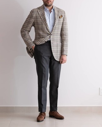 Какие классические рубашки носить с серым пиджаком в 30 лет мужчине: Серый пиджак в паре с классической рубашкой позволит составить эффектный мужской образ. Весьма уместно здесь выглядят коричневые замшевые туфли дерби.