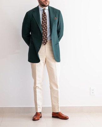Какие пиджаки носить с темно-коричневыми лоферами в 30 лет мужчине в деловом стиле: Пиджак и бежевые классические брюки — отличный вариант для светского мероприятия. Темно-коричневые лоферы становятся отличным завершением твоего образа.