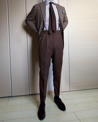 Мужская серая классическая рубашка в вертикальную полоску от Brunello Cucinelli