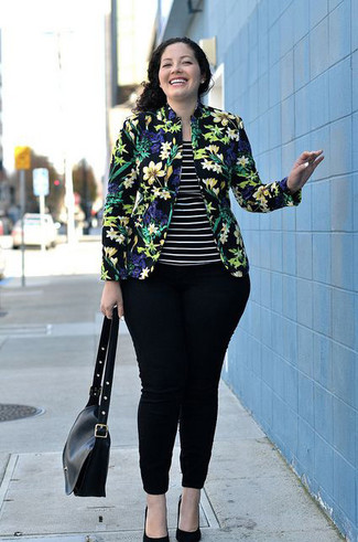 Женский черный пиджак с цветочным принтом от Fashion Union Petite