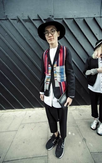 Мужской черный пиджак в стиле пэчворк от Yohji Yamamoto