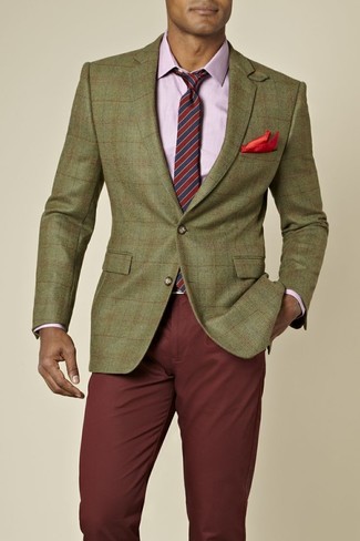 С чем носить темно-зеленый пиджак в шотландскую клетку в 30 лет мужчине: Дуэт темно-зеленого пиджака в шотландскую клетку и темно-красных брюк чинос выглядит выше всяких похвал, разве нет?