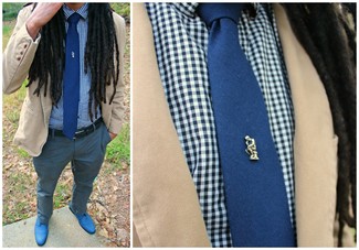 Мужской синий галстук от Charvet