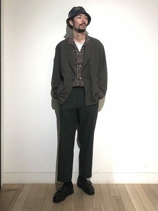 Мужская коричневая рубашка с коротким рукавом с принтом от Z Zegna