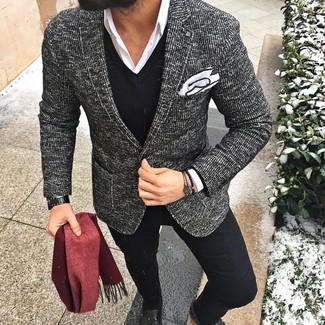 Мужской черно-белый твидовый пиджак от Pal Zileri