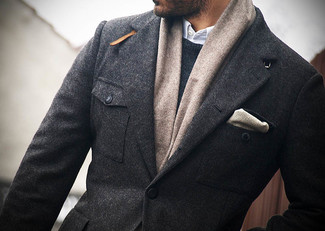 Мужской темно-серый свитер с круглым вырезом от Celio