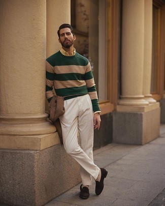 Мужской темно-зеленый свитер с круглым вырезом от Maison Margiela