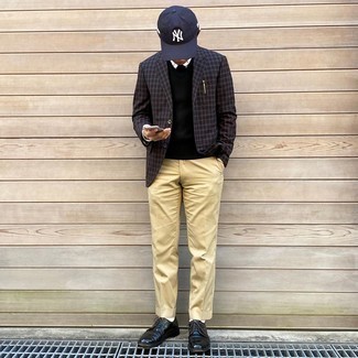 Какие трикотажные жилеты носить с светло-коричневыми классическими брюками в 30 лет мужчине: Трикотажный жилет и светло-коричневые классические брюки — беспроигрышный ансамбль для выхода в свет. Этот образ прекрасно дополнят черные кожаные туфли дерби.