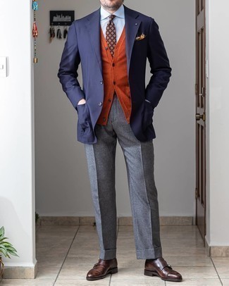 Мужские серые шерстяные классические брюки от Brunello Cucinelli