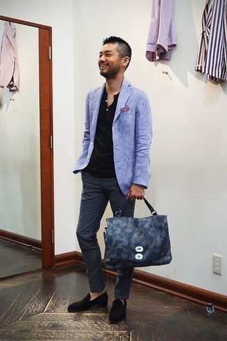 Мужской голубой льняной пиджак от Brunello Cucinelli