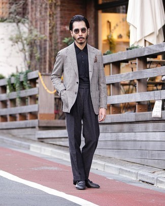 Мужские темно-серые шерстяные классические брюки от Damir Doma