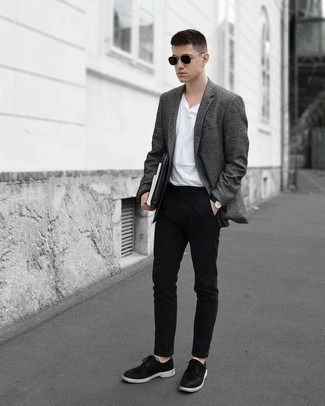 Мужской темно-серый шерстяной пиджак от Sandro