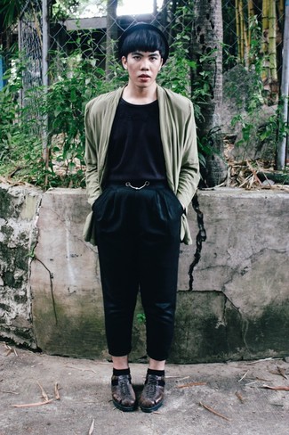 Мужской оливковый пиджак от Feng Chen Wang