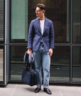 Мужская темно-синяя большая сумка из плотной ткани от Polo Ralph Lauren