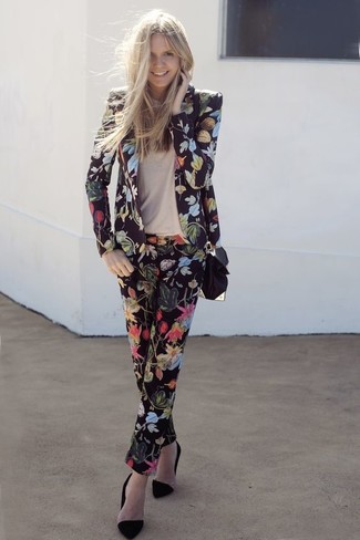 Женский черный пиджак с цветочным принтом от Fashion Union Petite