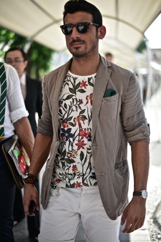 Мужская белая футболка с круглым вырезом с цветочным принтом от Loewe