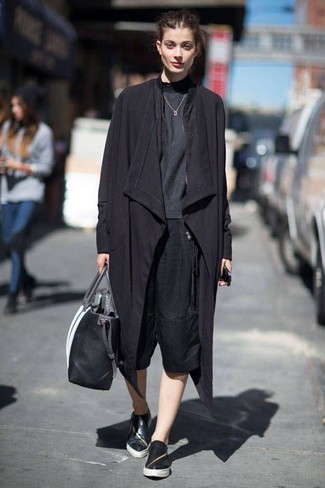 Женские черные кожаные слипоны от Karl Lagerfeld