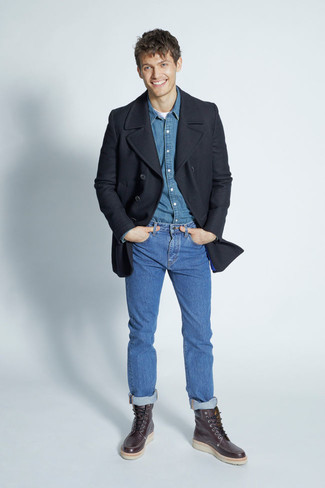 Какие джинсовые рубашки носить с темно-синими джинсами мужчине в холод в стиле кэжуал: Джинсовая рубашка и темно-синие джинсы — обязательные вещи в гардеробе молодых людей с прекрасным вкусом в одежде. Если сочетание несочетаемого привлекает тебя не меньше, чем проверенная классика, дополни свой наряд темно-коричневыми кожаными рабочими ботинками.
