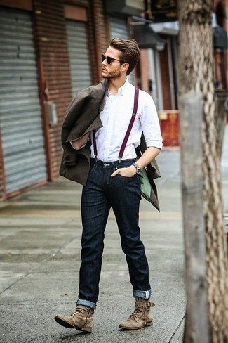 С чем носить коричневое полупальто: Коричневое полупальто и темно-синие джинсы — обязательные вещи в гардеробе мужчин с чувством стиля. Светло-коричневые замшевые повседневные ботинки станут замечательным завершением твоего лука.