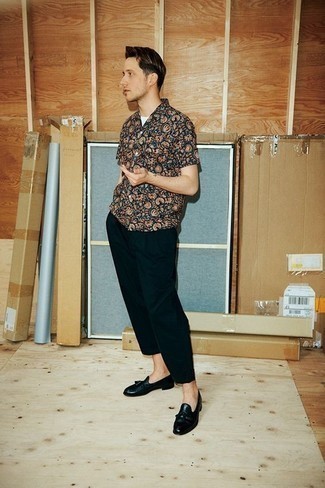Мужская разноцветная рубашка с коротким рукавом с принтом от Fendi