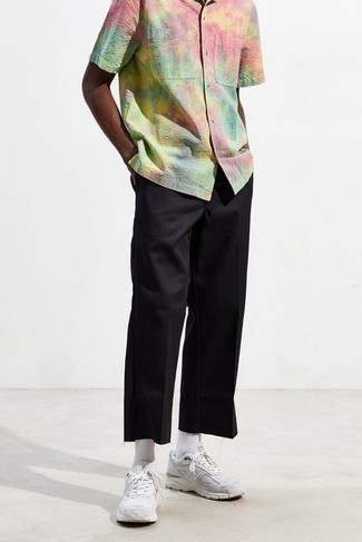 Мужская разноцветная рубашка с коротким рукавом с принтом тай-дай от Mauna Kea