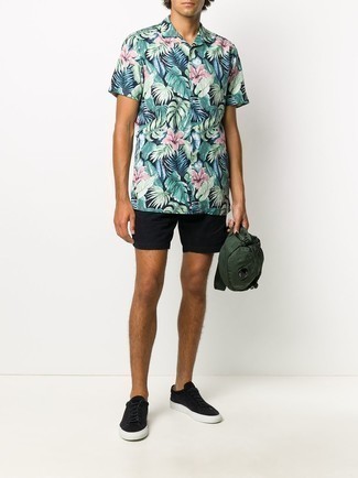 Мужская разноцветная рубашка с коротким рукавом с цветочным принтом от Milk It
