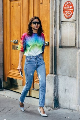 Женская разноцветная футболка с круглым вырезом от Sela